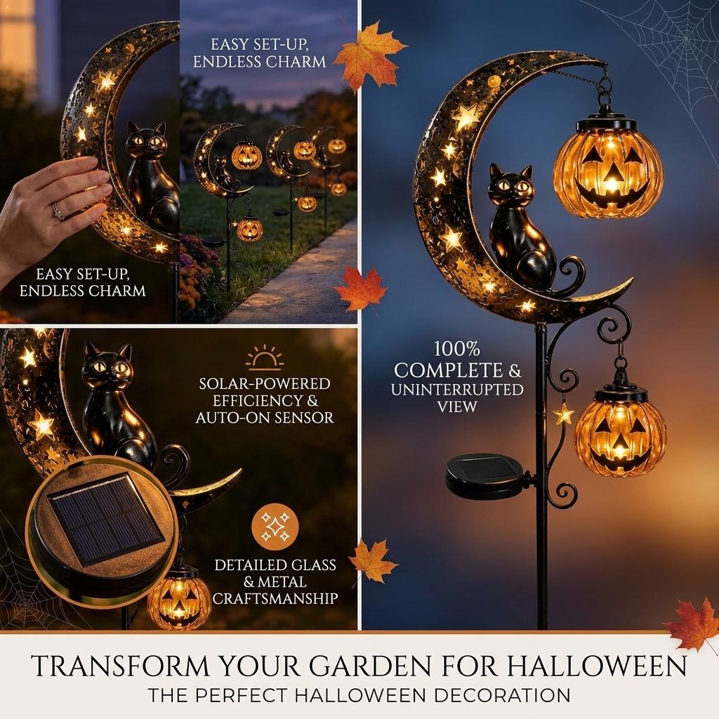Led Moon Lamp - Lampu Taman Halloween Bentuk Kucing Hitam