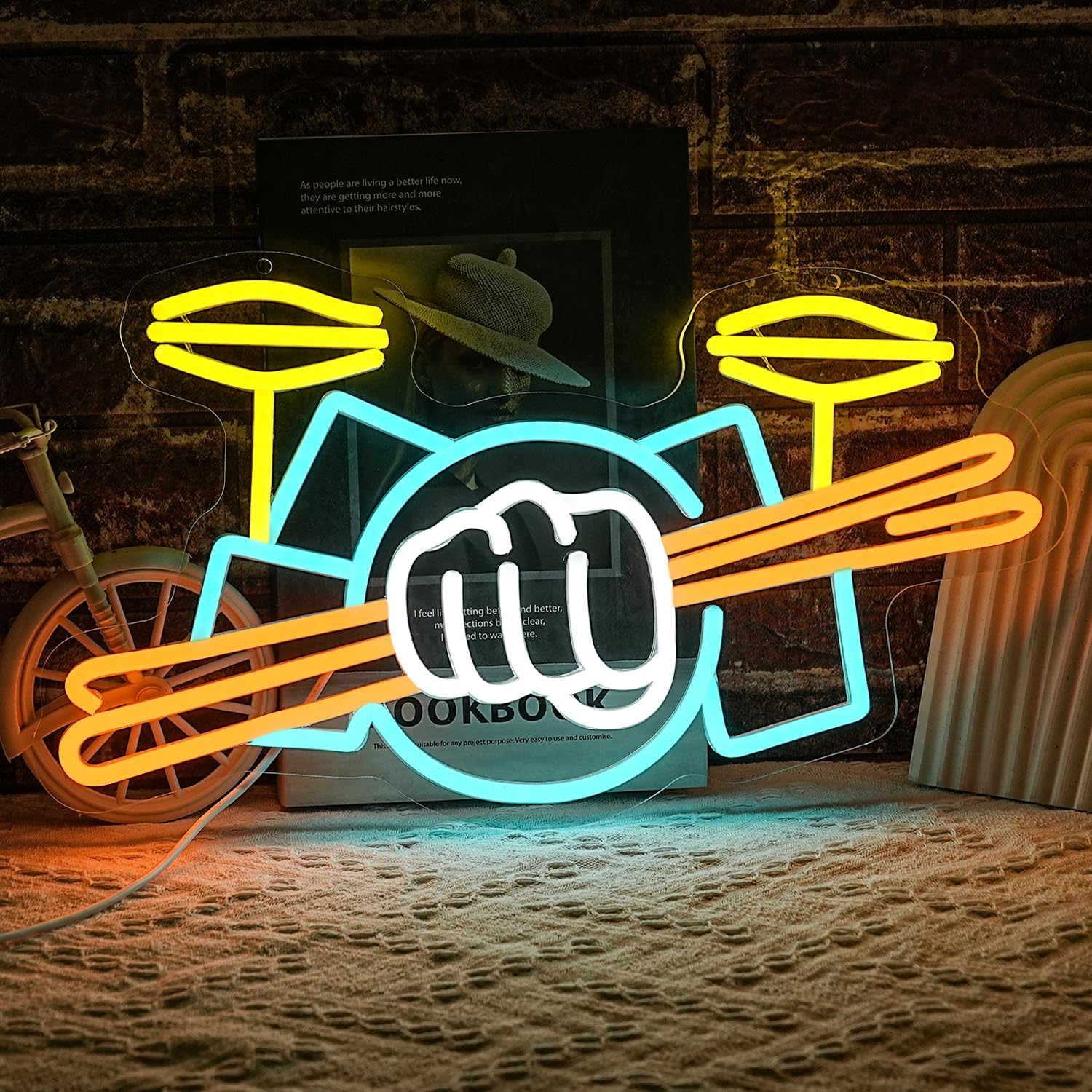 Wall Decor Lighting - Lampu Neon LED Set Drum Bertenaga
