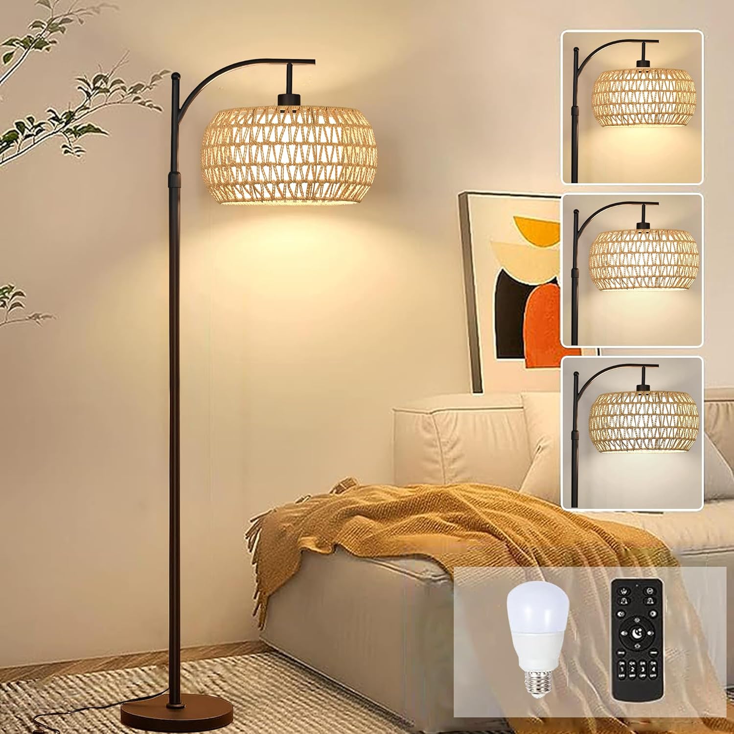 Floor Lamp Tripod - Lampu Lantai Arc untuk Ruang Tamu,