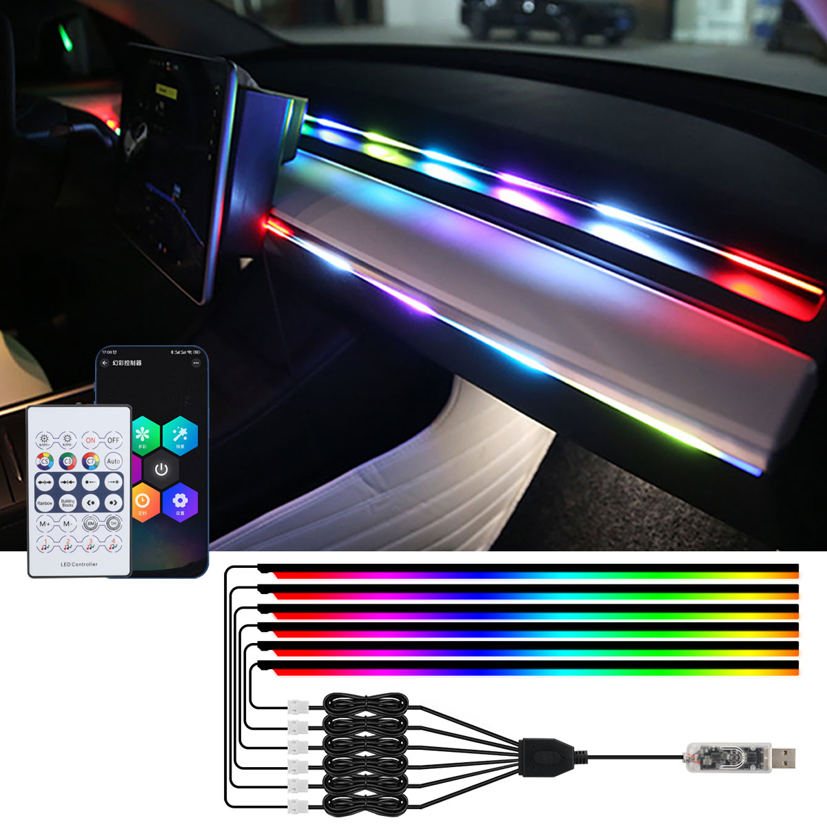 Lighting Bolt Decor - Lampu setrip Interior mobil Led 6/10