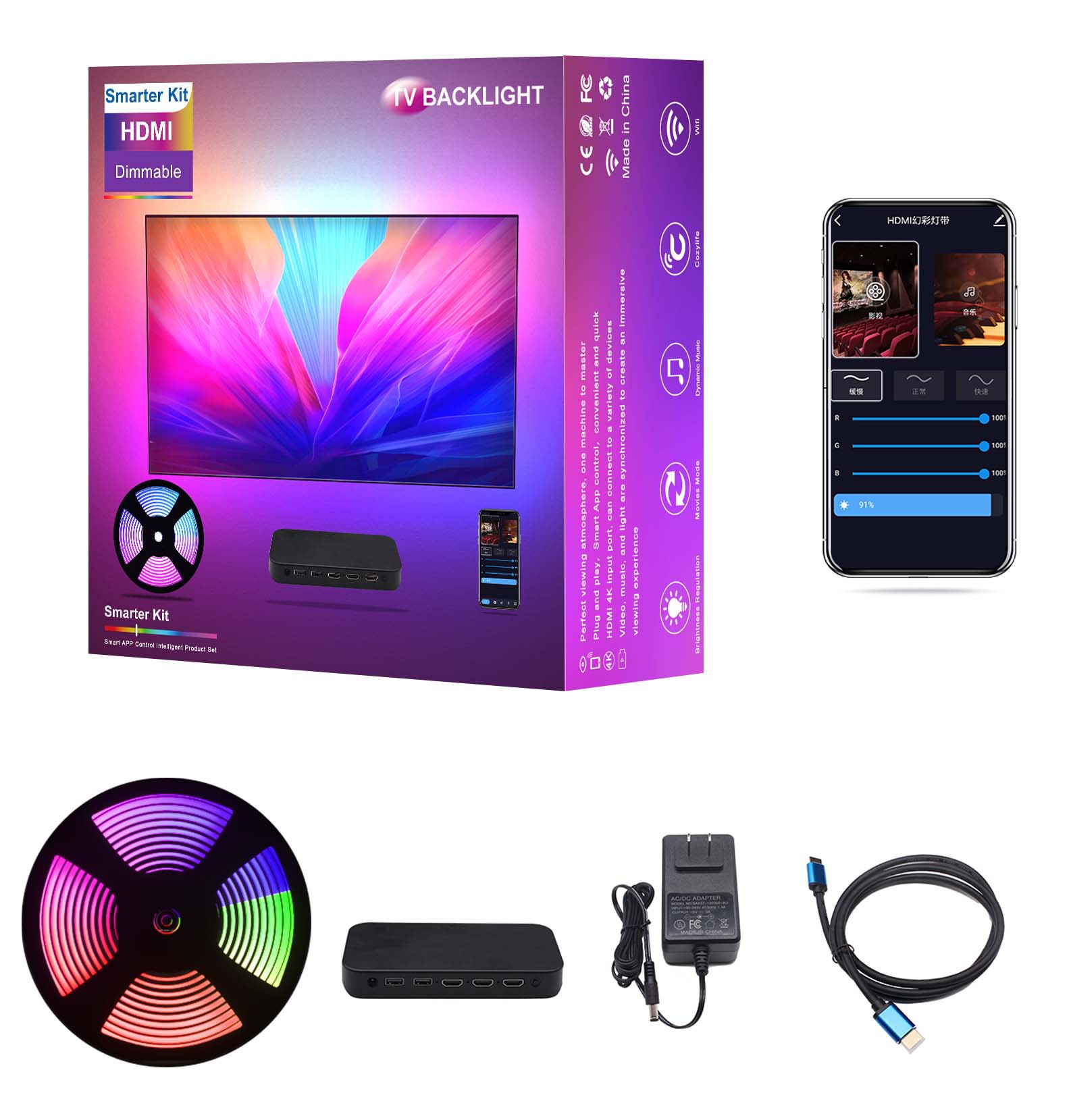 Ambient Led Strip - Kit Lampu Ambient TV Pintar RGBIC,