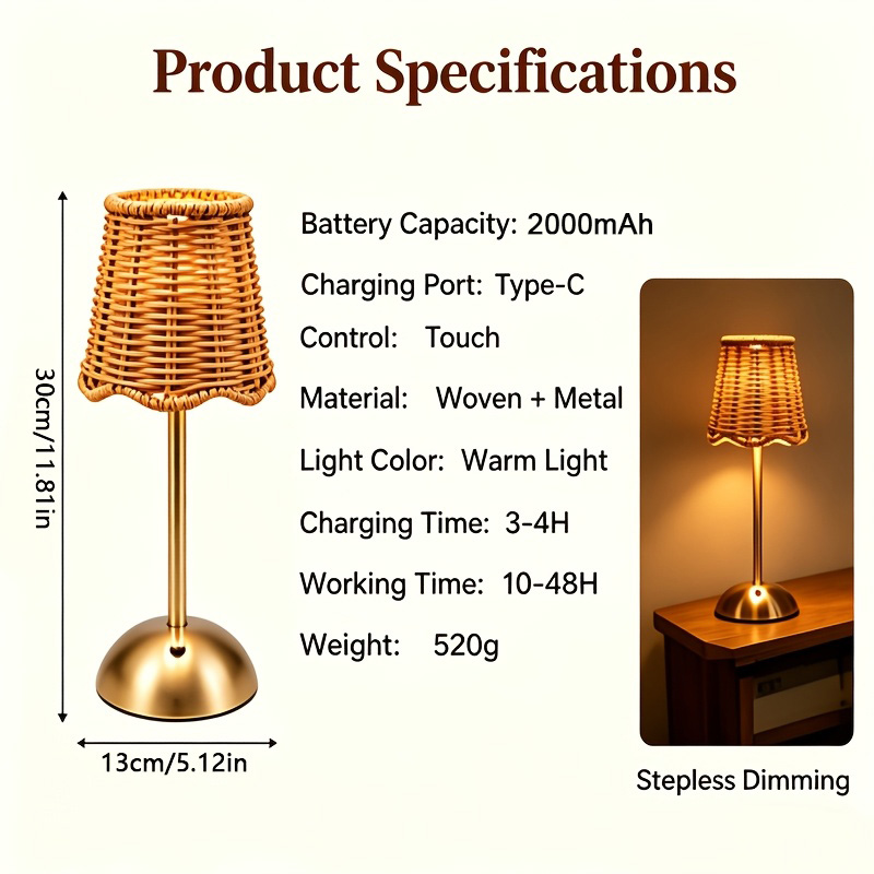 Lampu Meja Seni Anyaman Rotan  - Home Lighting And Decor ulasan dan harga