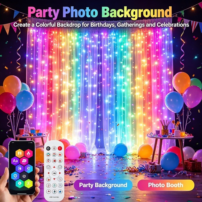 Lampu Tirai LED yang Dikendali - Lighting Christmas Decor ulasan dan harga