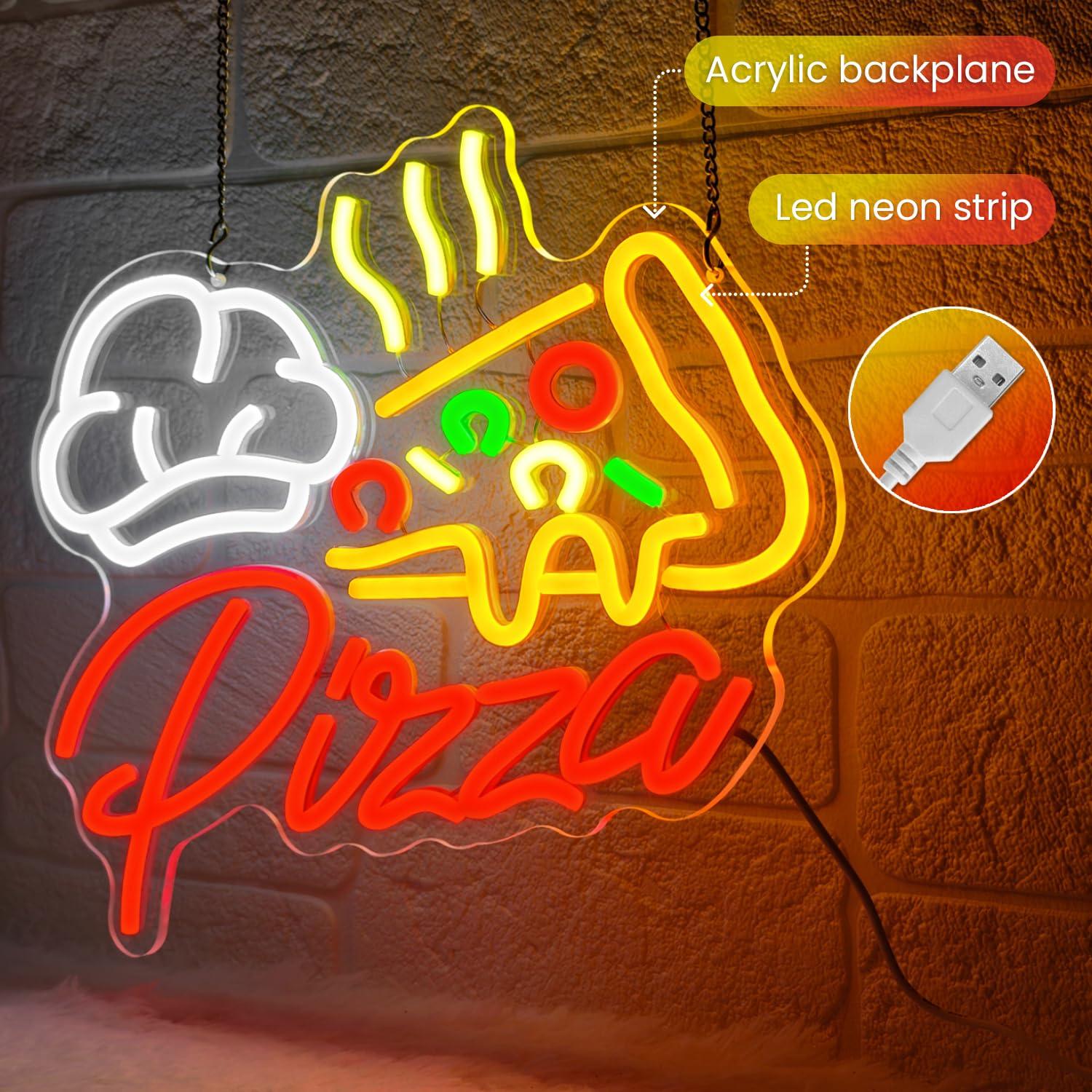 Lampu Neon Pizza Warna-warni L - Wall Decor Lighting ulasan dan harga